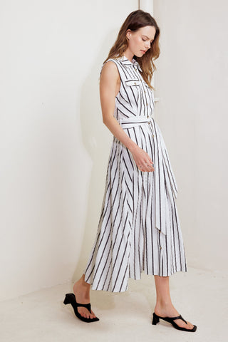 HUGS & VANILLA CLOUDS WOVEN MIDI DRESS - By Baano