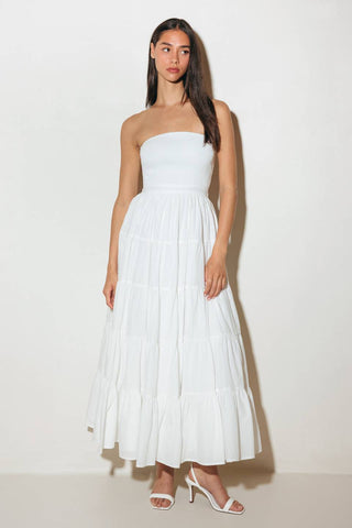 NEO BREEZE WHITE MIDI DRESS - By Baano