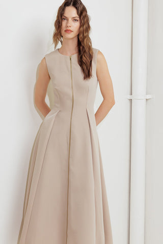 ZIP & FLOW WOVEN MIDI DRESS - By Baano