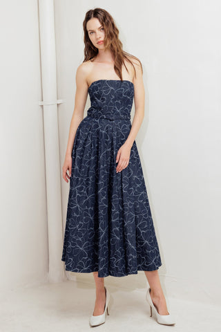 MOONDUST GARDEN DENIM MIDI DRESS - By Baano