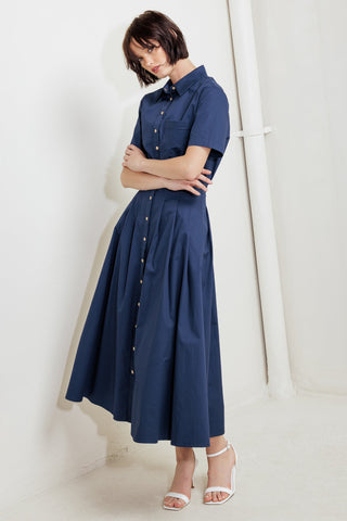 CINCHED COUTURE WOVEN MIDI DRESS - By Baano