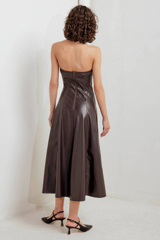ESPRESSO DIVA FAUX LEATHER MIDI DRESS - By Baano