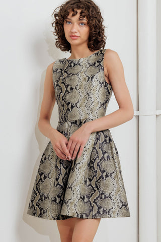 SNAKE GLAM FAUX LEATHER MINI DRESS - By Baano
