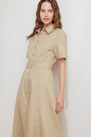 NEUTRAL CHIC WOVEN MIDI DRESS - By Baano