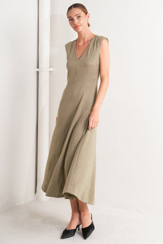 SOPHISTICATED SIMPLICITY WOVEN KNIT MIDI DRESS - By Baano