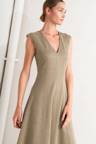 SOPHISTICATED SIMPLICITY WOVEN KNIT MIDI DRESS - By Baano