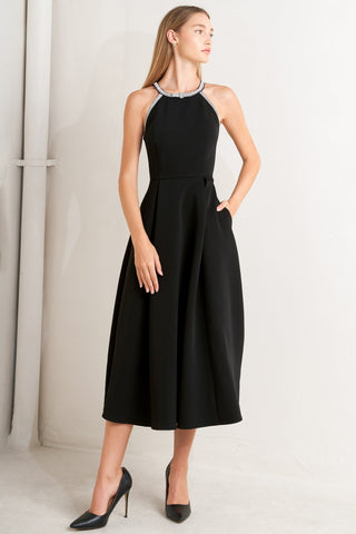 GALAXY CHARM WOVEN MIDI DRESS