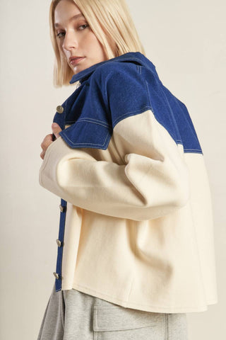 SWEET HARMONY DENIM COMBINATION JACKET - By Baano