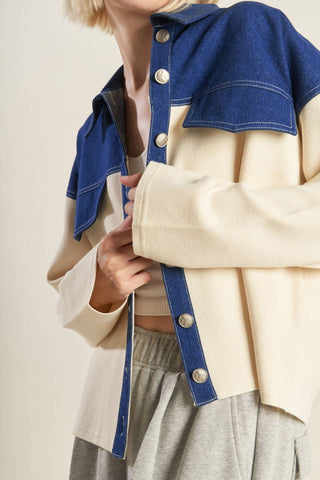 SWEET HARMONY DENIM COMBINATION JACKET - By Baano