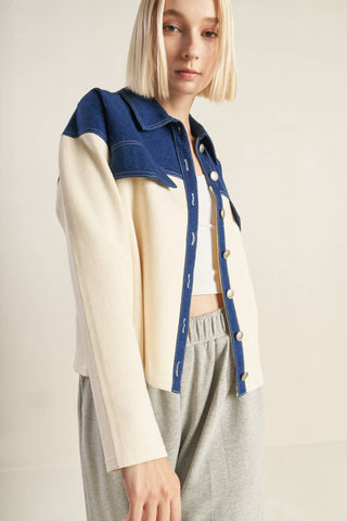 SWEET HARMONY DENIM COMBINATION JACKET - By Baano