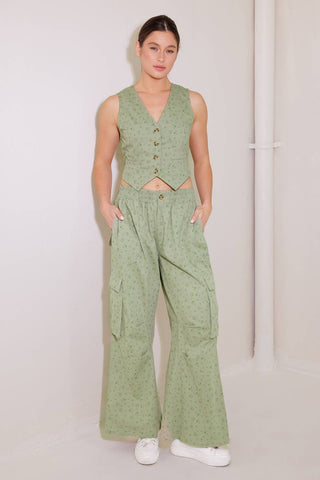 DRIFTING CURRENTS OLIVE WOVEN VEST - By Baano