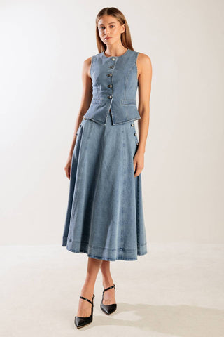 AT FIRST GLANCE DENIM VEST - By Baano