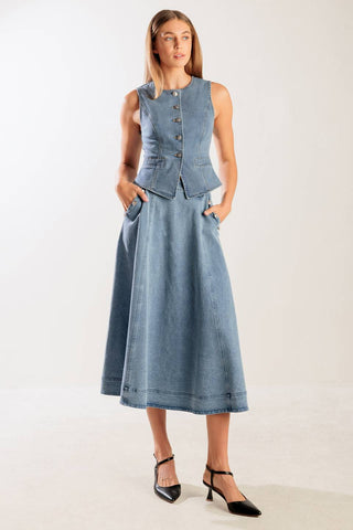 AT FIRST GLANCE DENIM VEST - By Baano