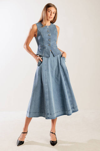 AT FIRST GLANCE DENIM VEST - By Baano