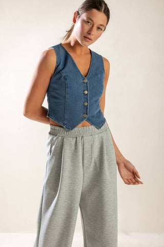 ISLAND DAYDREAMS DENIM VEST - By Baano