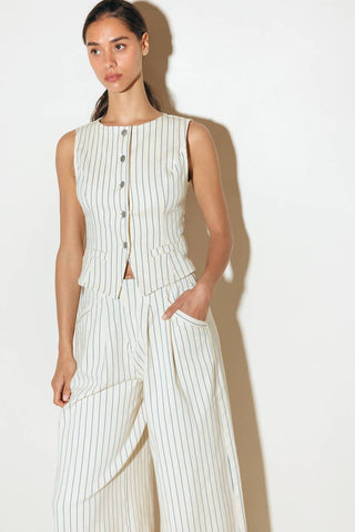 COFFEE RUN STRIPED WOVEN VEST - By Baano
