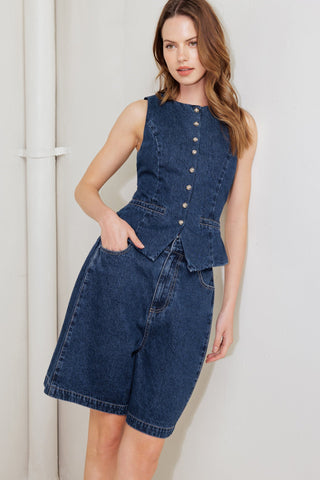 COFFEE PETAL DENIM VEST - By Baano