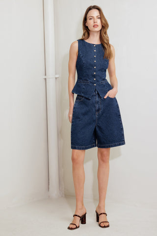 COFFEE PETAL DENIM VEST - By Baano