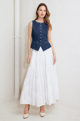 COFFEE PETAL DENIM VEST - By Baano