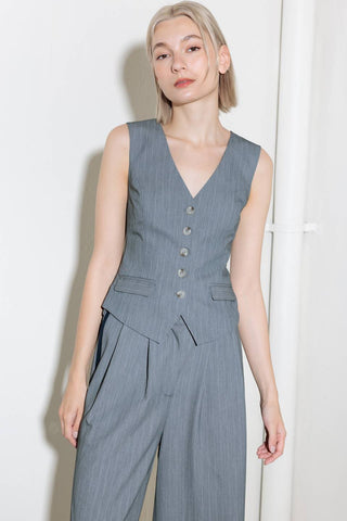 SMILE BRIGHT IN GREY WOVEN VEST - By Baano