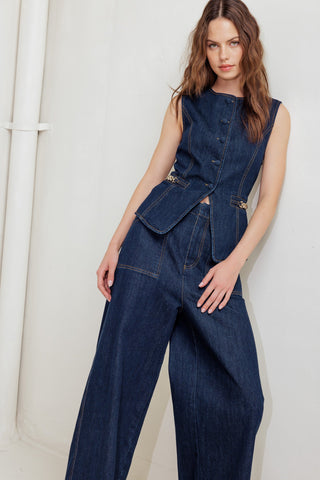 INDIGO ICON DENIM VEST - By Baano