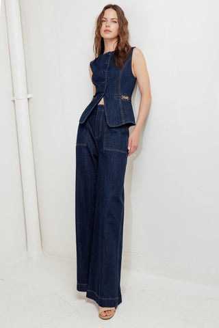 INDIGO ICON DENIM VEST - By Baano