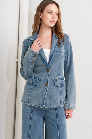 TAILORED FRAME FRENCH TERRY BLAZER - By Baano