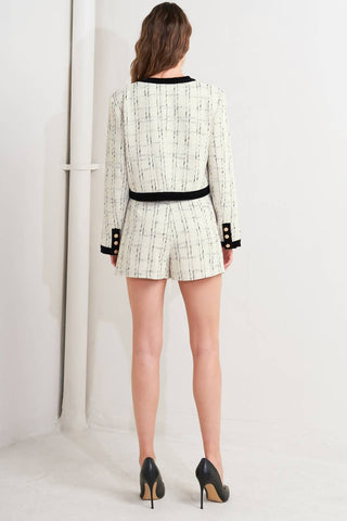 PARIS BOUND WOVEN TWEED CROP JACKET - By Baano