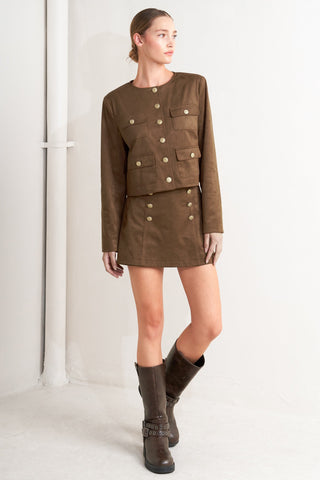 HERITAGE UTILITY FAUX SUEDE JACKET - By Baano