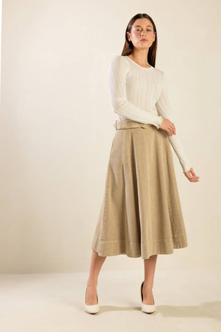 YOU KNOW IT TWILL MIDI SKIRT - By Baano