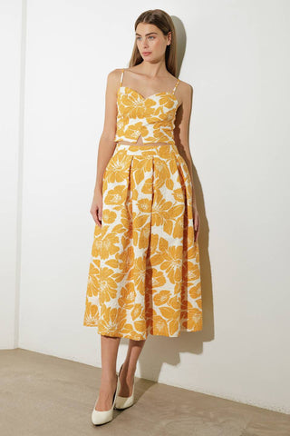 PLAIN OPTIMISM WOVEN MIDI SKIRT - By Baano