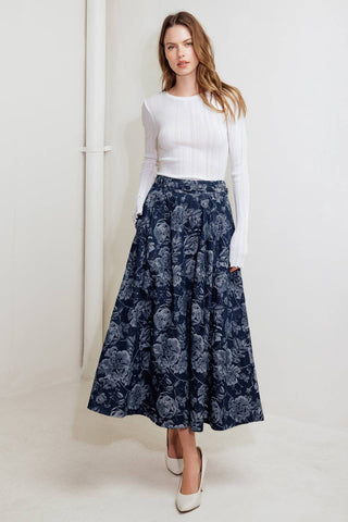 URBAN MUSE JACQUARD DENIM SKIRT - By Baano