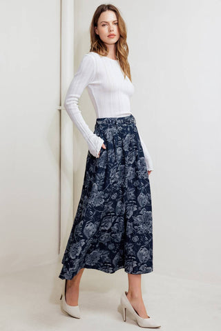 URBAN MUSE JACQUARD DENIM SKIRT - By Baano