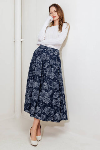 URBAN MUSE JACQUARD DENIM SKIRT - By Baano