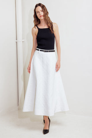 DOWNTOWN EASE WOVEN MIDI SKIRT - By Baano