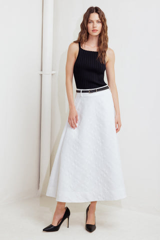 DOWNTOWN EASE WOVEN MIDI SKIRT - By Baano