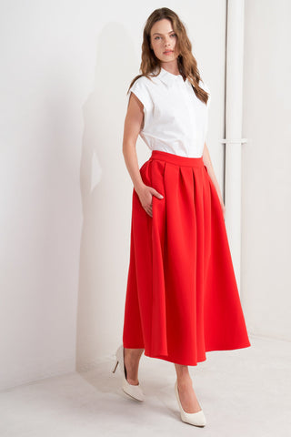 STRAWBERRY POP WOVEN FULL MIDI SKIRT - By Baano
