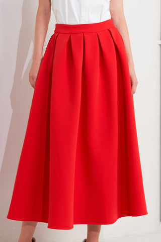 STRAWBERRY POP WOVEN FULL MIDI SKIRT - By Baano