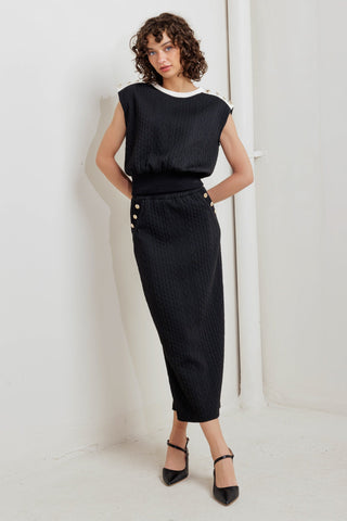 URBAN LUXE COMMAND KNIT MIDI SKIRT - By Baano