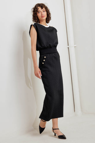 URBAN LUXE COMMAND KNIT MIDI SKIRT - By Baano