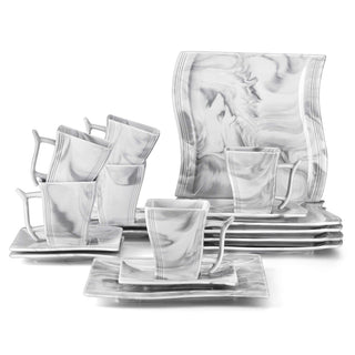 Flora Marble Grey 18 Piece Coffee Set