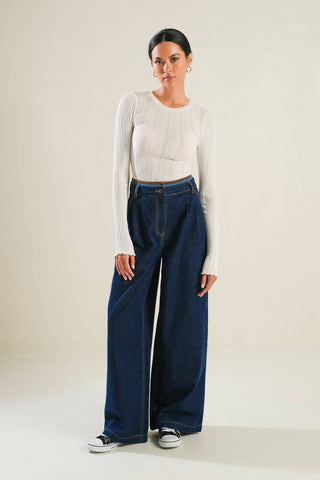 CRISP CANVAS DENIM PANTS - By Baano