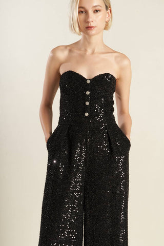 DOESN'T ADD UP SEQUIN JUMPSUIT - By Baano