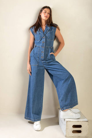 OVER YOU AGAIN DENIM JUMPSUIT - By Baano