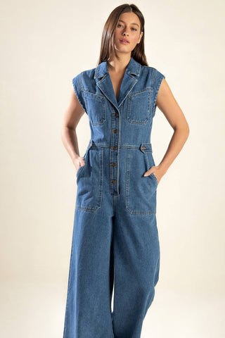 OVER YOU AGAIN DENIM JUMPSUIT - By Baano