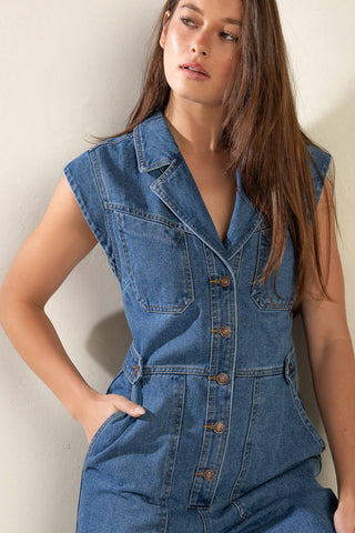 OVER YOU AGAIN DENIM JUMPSUIT - By Baano
