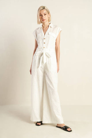 KNOW BETTER WOVEN EYELET JUMPSUIT - By Baano