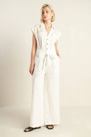 KNOW BETTER WOVEN EYELET JUMPSUIT - By Baano