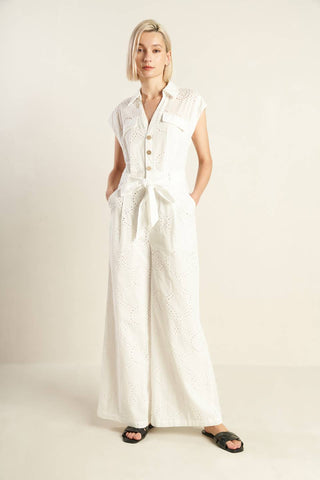 KNOW BETTER WOVEN EYELET JUMPSUIT - By Baano
