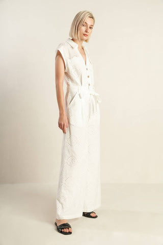 KNOW BETTER WOVEN EYELET JUMPSUIT - By Baano